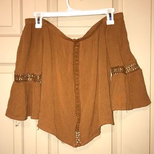 Orange Off-the-Shoulder Top w/ Lace
